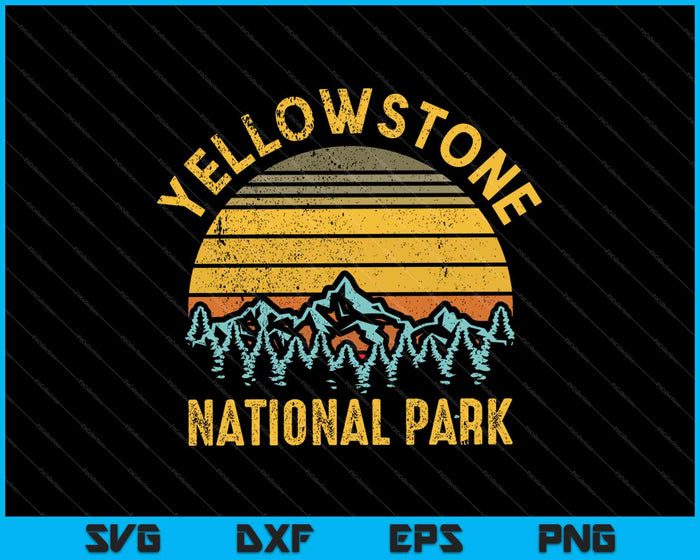 Vintage Yellowstone National Park Retro 80's SVG PNG Cortar archivos imprimibles