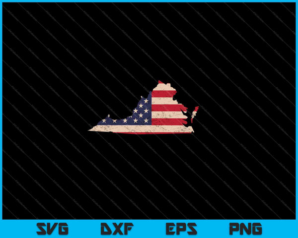 Virginia American Flag Vintage SVG PNG Cutting Printable Files