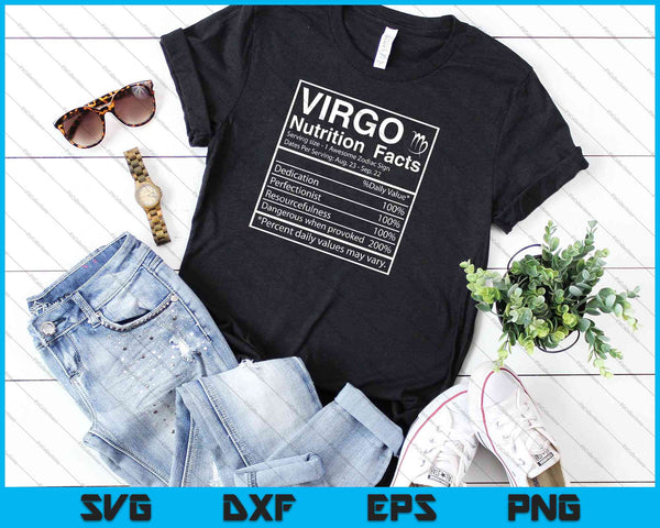 Virgo Información nutricional Signo del zodíaco Horóscopo SVG PNG Cortar archivos imprimibles - on a t-shirt