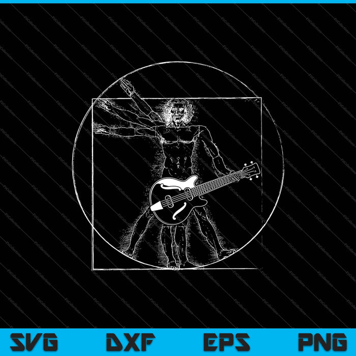 Vitruvian Man Guitar Music Player Da Vinci Guitarist Svg Cutting Printable Files