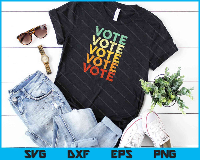 Votar Camisa Mujeres Hombres Retro Vintage Elección 2024 Votante SVG PNG Cortar archivos imprimibles