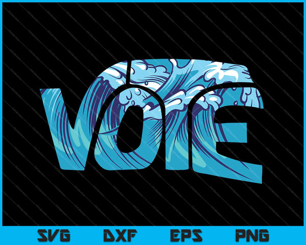 Vote Blue Wave Presidente Demócrata 2024 Resistir Trump SVG PNG Cortar archivos imprimibles