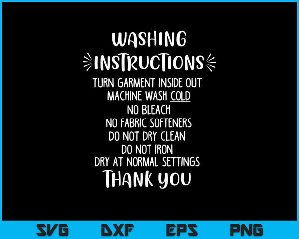 Washing Instructions Care SVG PNG Cutting Printable Files