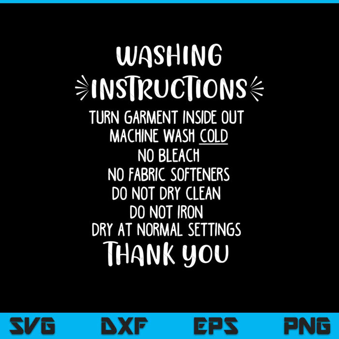 Washing Instructions Care SVG PNG Cutting Printable Files