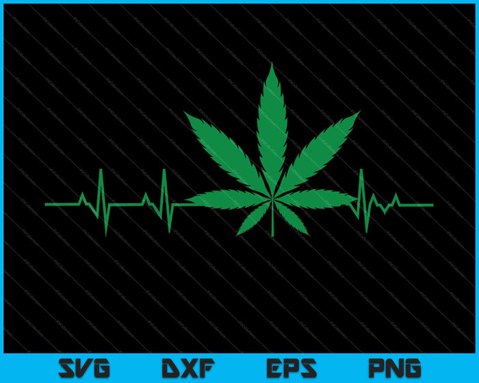 Marijuana Leaf Heartbeat SVG PNG Cutting Printable Files