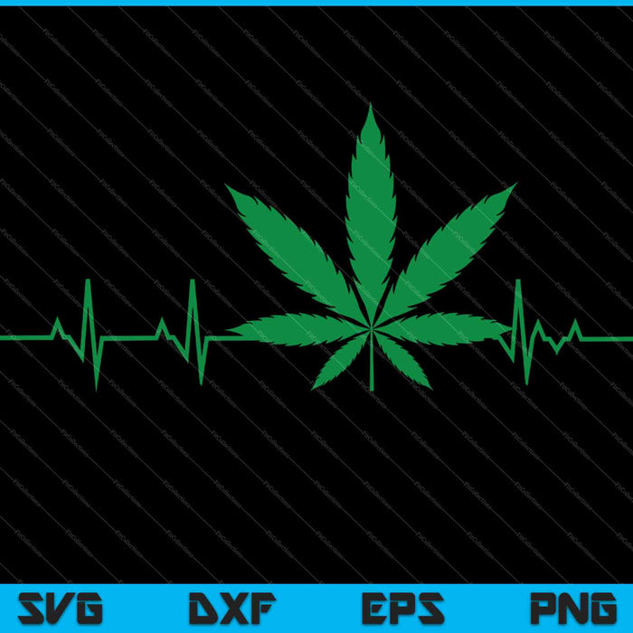 Marihuanablad Heartbeat SVG PNG snijden afdrukbare bestanden
