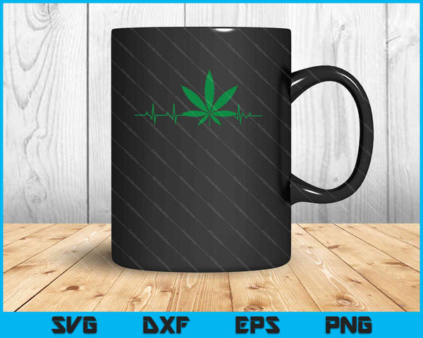 Marijuana Leaf Heartbeat SVG PNG Cutting Printable Files