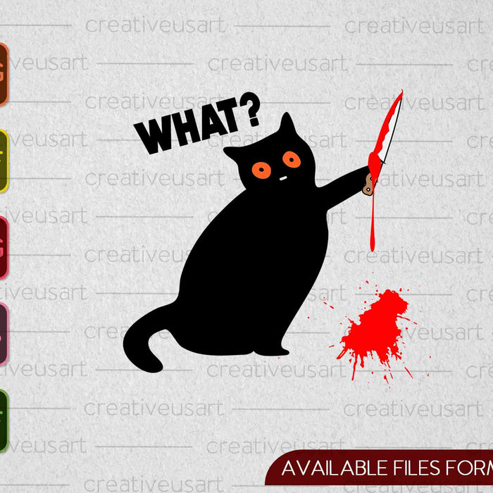 What Murderous Cat Holding Knife Funny Halloween SVG PNG Cutting Printable Files