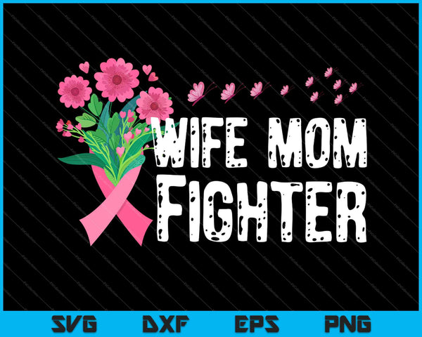 Vrouw moeder vechter shirt roze borstkanker cadeau Butterfly SVG PNG snijden afdrukbare bestanden