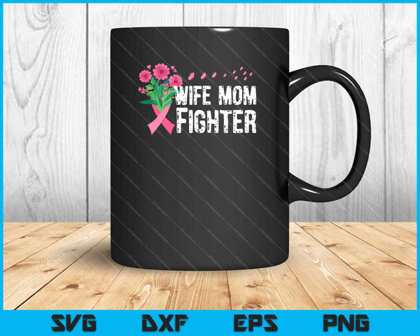 Vrouw moeder vechter shirt roze borstkanker cadeau Butterfly SVG PNG snijden afdrukbare bestanden