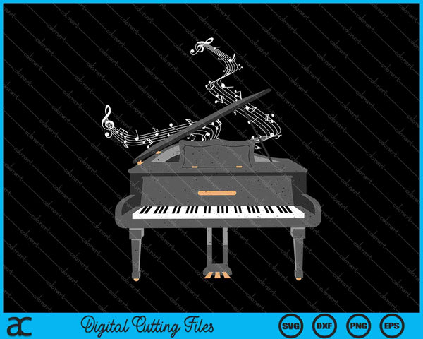 Vleugels muzieknoten pianist muziekinstrument piano SVG PNG snijden afdrukbare bestanden