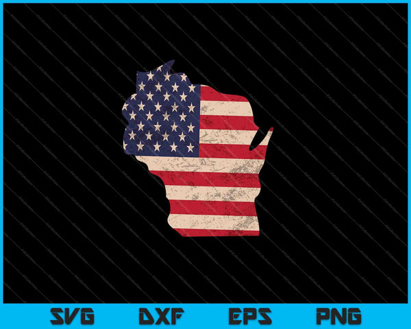 Wisconsin Amerikaanse vlag Vintage SVG PNG snijden afdrukbare bestanden