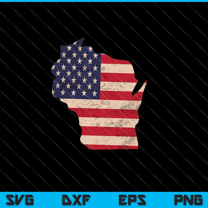 Bandera americana de Wisconsin Vintage SVG PNG cortando archivos imprimibles