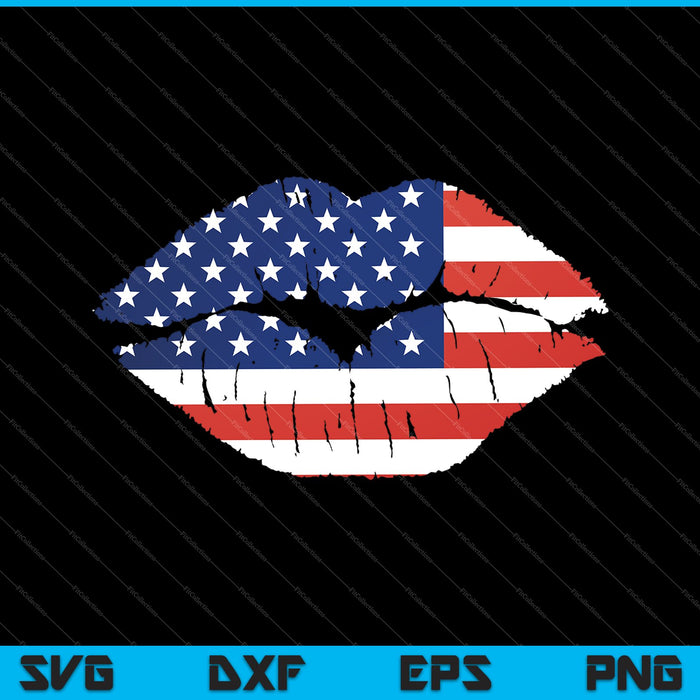 Womens 4 juli Amerikaanse vlag lippen SVG PNG snijden afdrukbare bestanden 