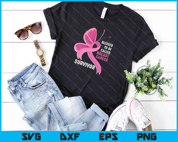Gezegend om borstkankeroverlevende te worden genoemd Perfecte SVG PNG snijden afdrukbare bestanden - on a t-shirt