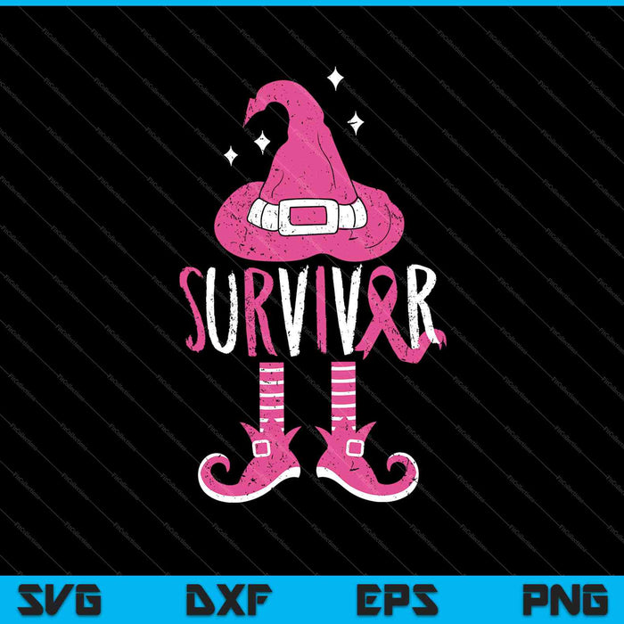 Sobreviviente del cáncer de mama de las mujeres bruja divertida Halloween SVG PNG cortando archivos imprimibles