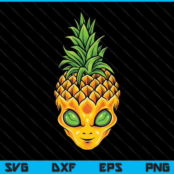 Funny Pineapple Alien Ananas Face Scary Halloween SVG PNG Cutting Printable Files