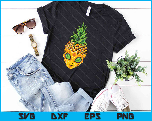Funny Pineapple Alien Ananas Face Scary Halloween SVG PNG Cutting Printable Files - on a t-shirt