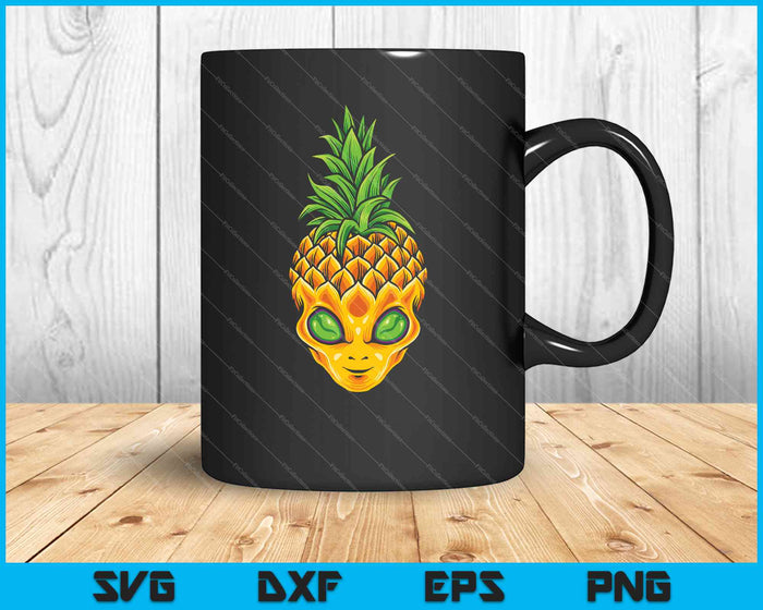 Divertida piña alienígena Ananas cara aterradora Halloween SVG PNG cortando archivos imprimibles