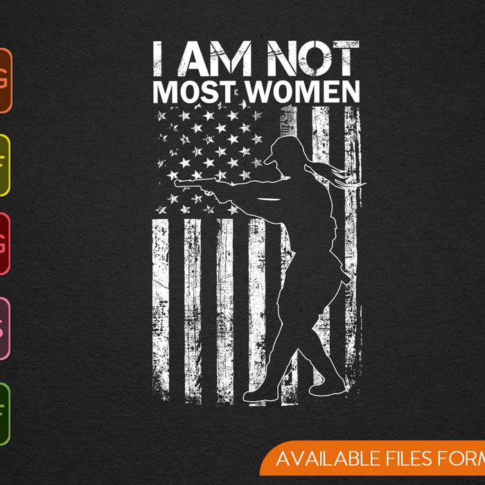 Ik ben niet de meeste vrouwen Vrouwelijke politie Amerikaanse vlag SVG PNG snijden afdrukbare bestanden
