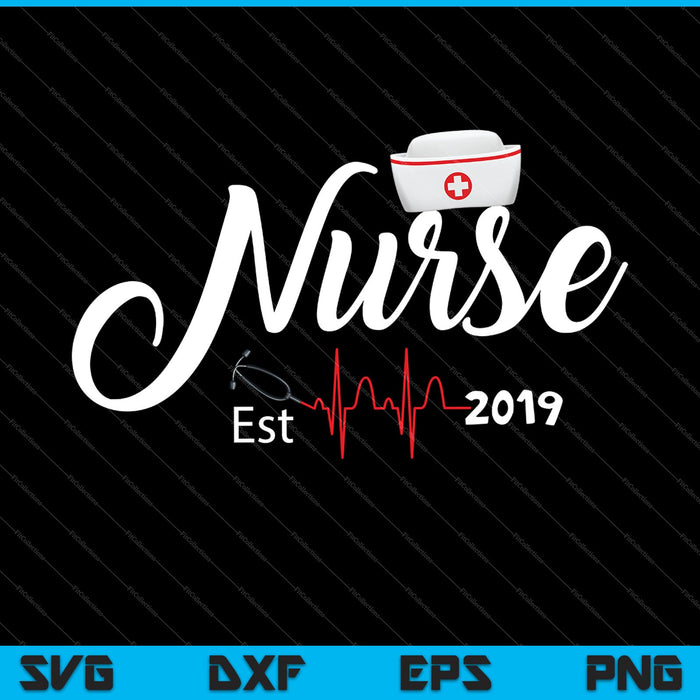 Nueva enfermera Est 2019 SVG PNG cortando archivos imprimibles 