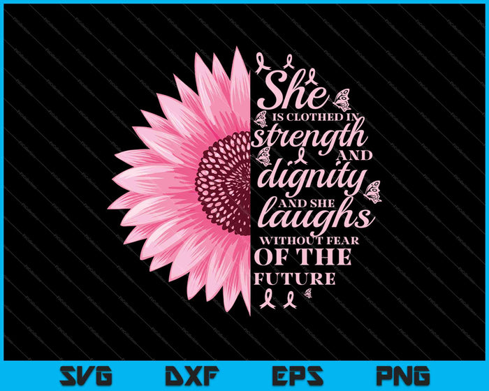 Proverbs 31 Bible Verse Christian Breast Cancer Awareness SVG PNG Cutting Printable Files