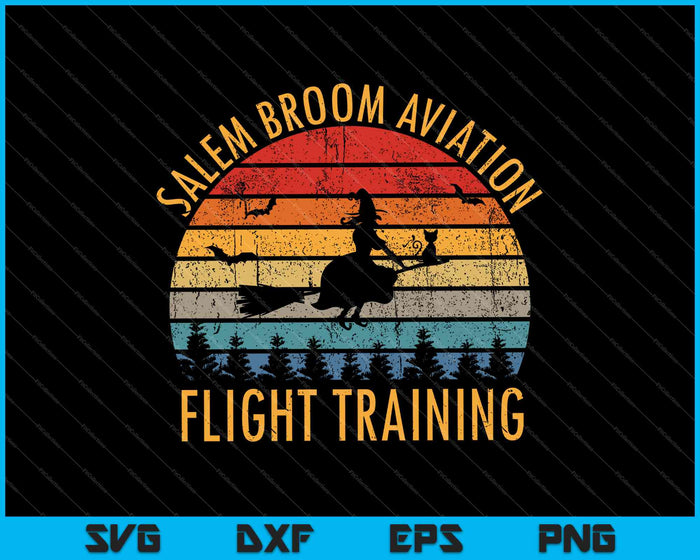 Salem Broom Aviation Flight Halloween Witch Cat Vintage SVG PNG Cutting Printable Files