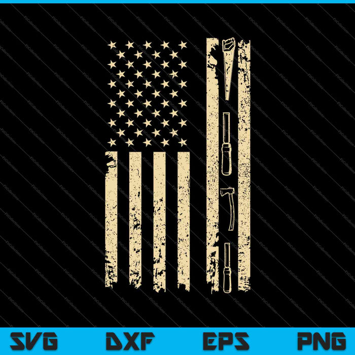 Schrijnwerker Timmerman Amerikaanse vlag SVG PNG Snijden afdrukbare bestanden 