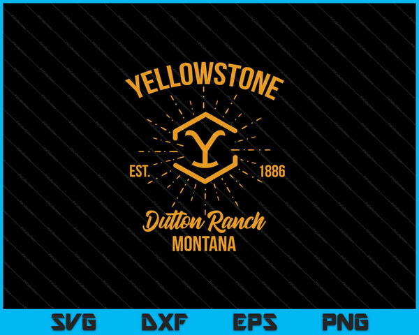 Yellowstone Sunburst Logo Dutton Ranch SVG PNG snijden afdrukbare bestanden