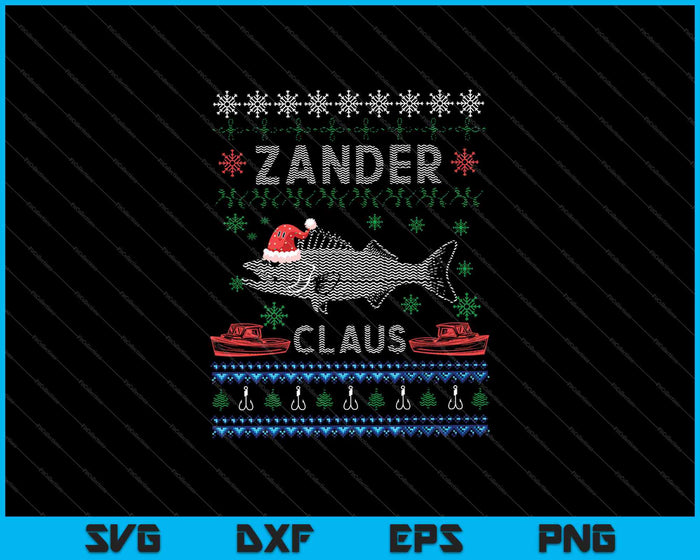 Zander Claus Weihnachtspulli für Angler lustiger Weihnacht SVG PNG Cutting Printable Files