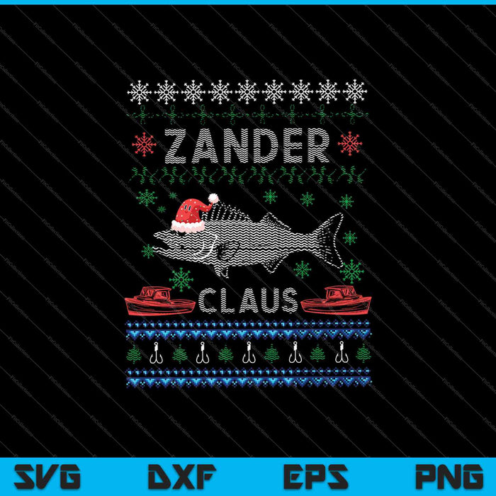 Zander Claus Weihnachtspulli für Angler lustiger Weihnacht SVG PNG Cortar archivos imprimibles