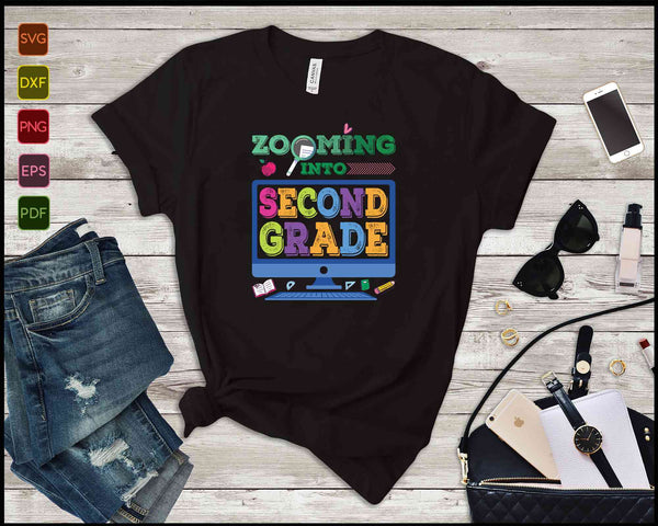 Acercándose al regreso a la escuela virtual de segundo grado SVG PNG cortando archivos imprimibles - on a t-shirt