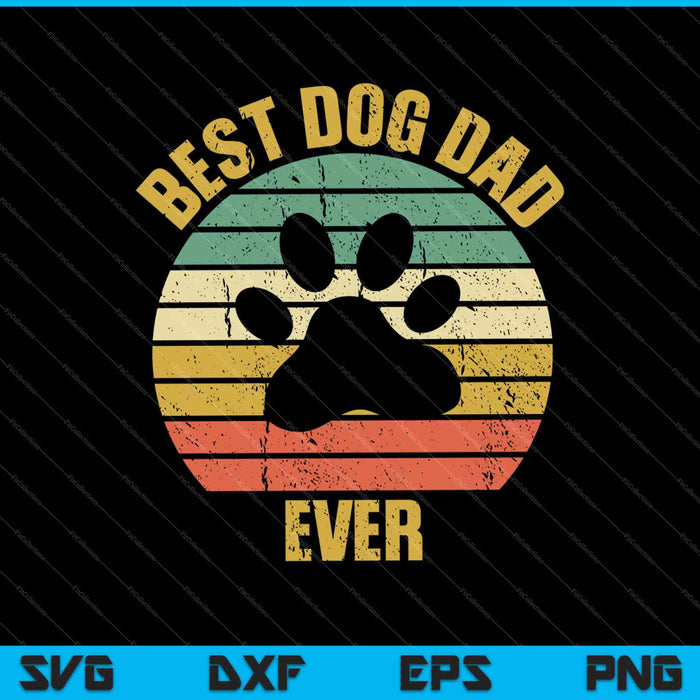 El mejor perro papá de todos los tiempos Vintage Día del Padre SVG PNG Cortando archivos imprimibles