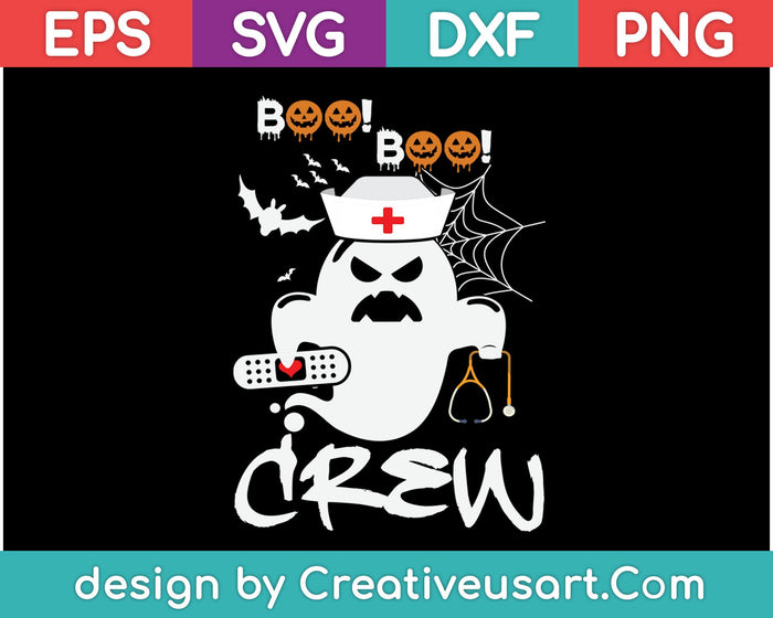 Boo Boo Crew Nurse Ghost Funny Halloween SVG, PNG Cutting Printable Files