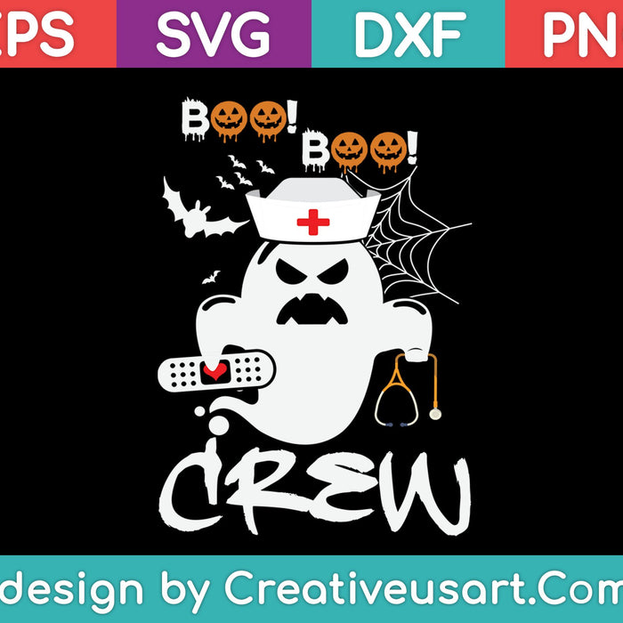 Boo Boo Crew Nurse Ghost Funny Halloween SVG, PNG Cutting Printable Files