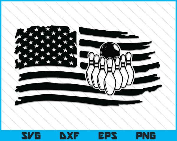 Bandera americana de bolos SVG PNG cortando archivos imprimibles