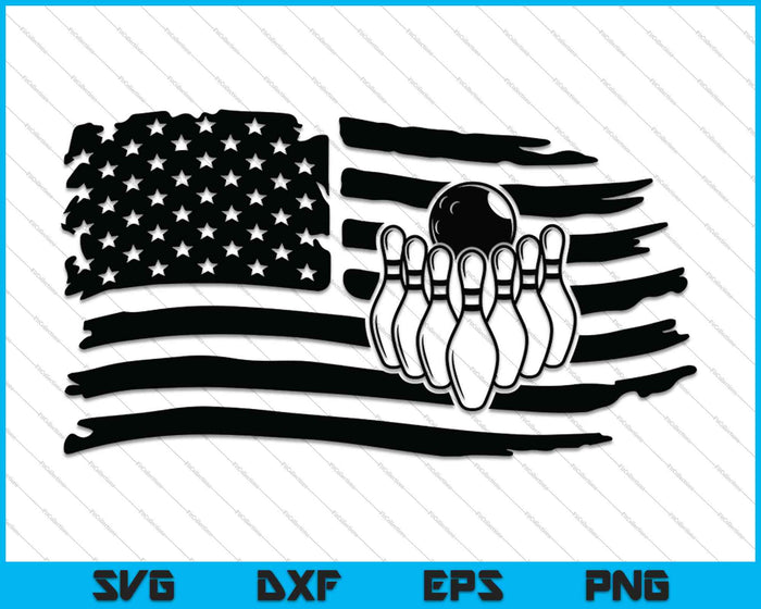 Bowling American Flag SVG PNG Cutting Printable Files