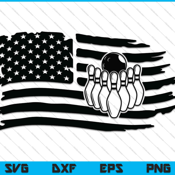 Bandera americana de bolos SVG PNG cortando archivos imprimibles