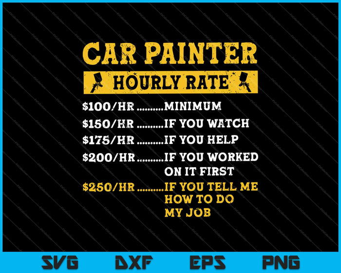 Car painter hourly rate SVG PNG Cutting Printable Files