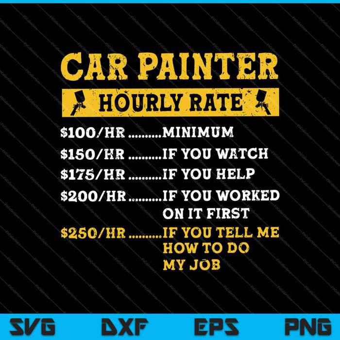 Tarifa por hora de pintor de coches SVG PNG Cortar archivos imprimibles