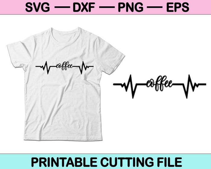 Koffie Heartbeat SVG-bestand of DXF-bestand Maak een sticker of t-shirtontwerp 