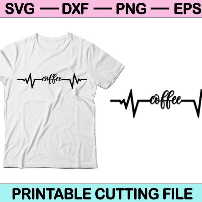 Koffie Heartbeat SVG-bestand of DXF-bestand Maak een sticker of t-shirtontwerp 