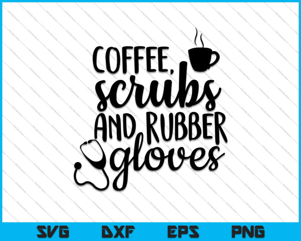 Koffie scrubs handschoenen SVG PNG snijden afdrukbare bestanden