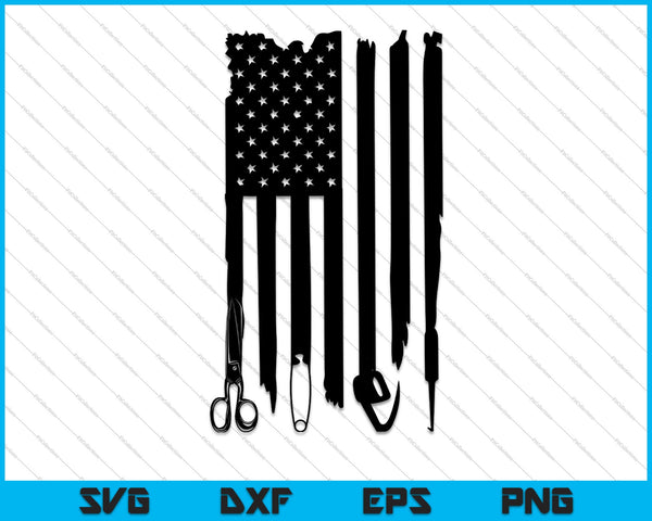 Haak Amerikaanse vlag SVG PNG snijden afdrukbare bestanden