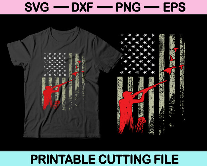 Duck Hunting Man USA bandera SVG PNG Cortar archivos imprimibles