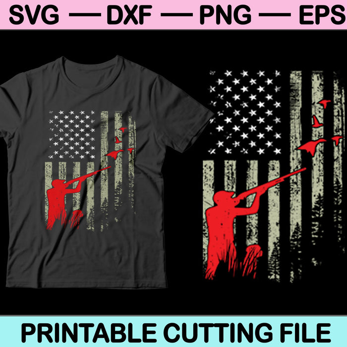 Duck Hunting Man USA bandera SVG PNG Cortar archivos imprimibles