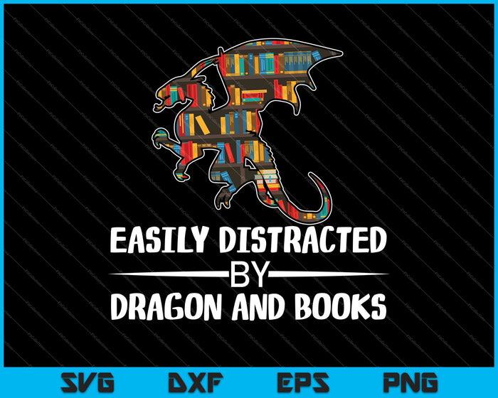 gemakkelijk afgeleid door Dragon en Books nerds SVG PNG snijden afdrukbare bestanden
