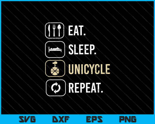Comer dormir monociclo repetir SVG PNG cortar archivos imprimibles
