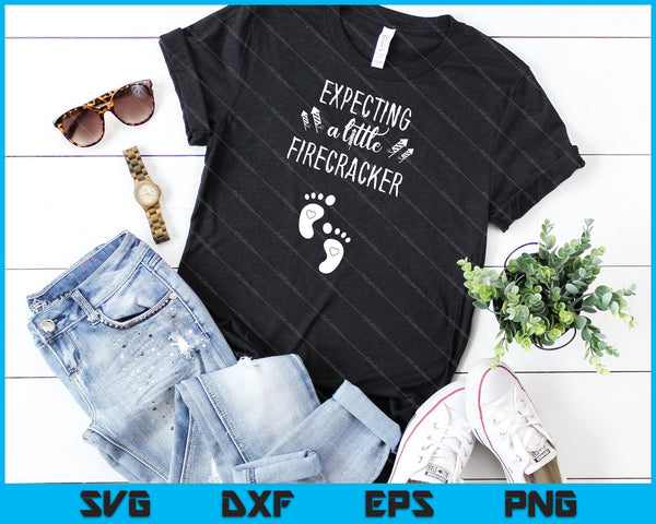 Expecting a little Firecracker SVG PNG Cutting Printable Files - on a t-shirt