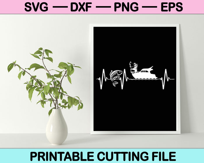 Fishing Heartbeat SVG PNG Cutting Printable Files